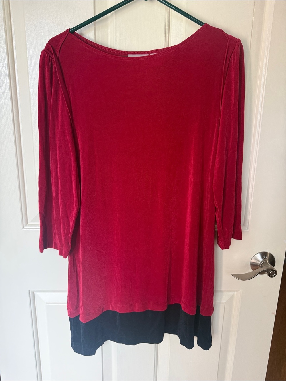 Chico's Red and Black Two-Tone Tunic w/ 3/4 Sleeves -Size XL (3)